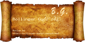 Bollinger Győző névjegykártya